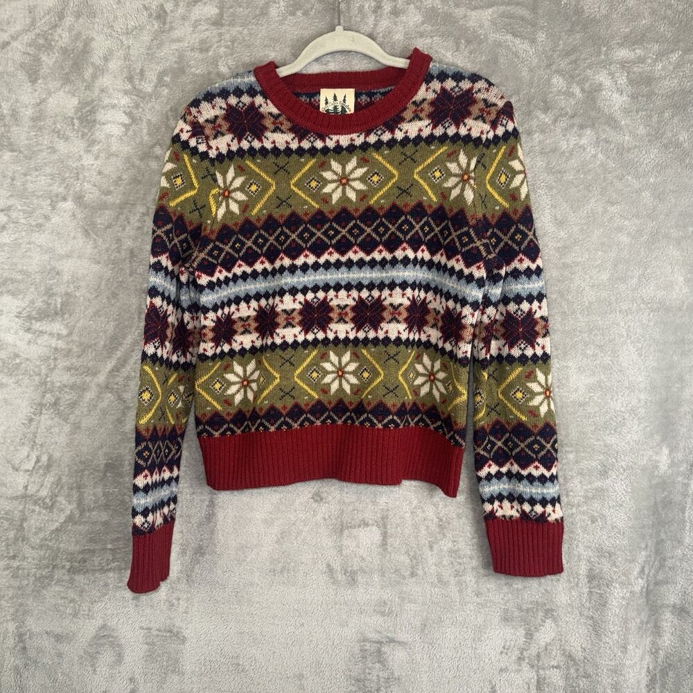 Kiel James Patrick Cozy Cabin Fair Isle Sweater Women's Small Wool Snowflake Ski